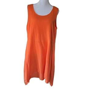 Soft Surroundings Sleeveless Orange Cotton Dress Size PL Shark Bite Hem